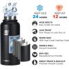 imageSUNWILL Insulated Water Bottle with Straw 32 oz Vacuum Stainless Steel Metal Sports Water Bottle with Straw and Spout lid Wide Mouth Leak proof Powder Coated Black