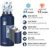 imageSUNWILL Insulated Water Bottle with Straw 32oz Stainless Steel Travel Water Bottle Leak Proof BPA Free Thermal Canteen Reusable Wide Mouth Flask with 2 Lids Straw ampamp Spout Lid Navy