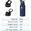 imageSUNWILL Insulated Water Bottle with Straw 32oz Stainless Steel Travel Water Bottle Leak Proof BPA Free Thermal Canteen Reusable Wide Mouth Flask with 2 Lids Straw ampamp Spout Lid Navy