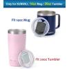 imageLid for SUNWILL 14oz Mugs and 20oz Tumblers Only Spill and Splash Resistant Sliding Covers Replacement 2 Pack Black ampamp Light Gray Straw Friendly BPA FreeBlack  Light Gray