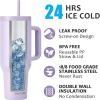 imageSUNWILL 40 oz Tumbler With Handle and Straw Lid Coffee Tumbler Cups Insulated Reusable Stainless Steel Travel Coffee Mug for Home and Outdoor Cupholder Friendly Orchid
