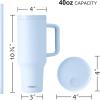 imageSUNWILL 40 oz Tumbler With Handle and Straw Lid Coffee Tumbler Cups Insulated Reusable Stainless Steel Travel Coffee Mug for Travel ampamp Outdoor Cupholder Friendly Iceberg