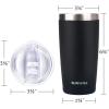 imageSUNWILL Travel Coffee Mug with Lid 20 oz Tumbler Set of 2 Insulated Stainless Steel Cup for Water Tea Powder Coated Sakura ampamp MintPowder Coated Black