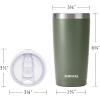 imageSUNWILL Travel Coffee Mug with Lid 20 oz Tumbler Set of 2 Insulated Stainless Steel Cup for Water Tea Powder Coated Sakura ampamp MintPowder Coated Camp Green