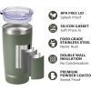 imageSUNWILL Travel Coffee Mug with Lid 20 oz Tumbler Set of 2 Insulated Stainless Steel Cup for Water Tea Powder Coated Sakura ampamp MintPowder Coated Camp Green