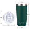 imageSUNWILL Travel Coffee Mug with Lid 20 oz Tumbler Set of 2 Insulated Stainless Steel Cup for Water Tea Powder Coated Sakura ampamp MintPowder Coated Dark Green