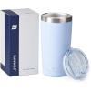 imageSUNWILL Travel Coffee Mug with Lid 20 oz Tumbler Set of 2 Insulated Stainless Steel Cup for Water Tea Powder Coated Sakura ampamp MintPowder Coated Iceberg