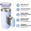 imageSUNWILL Travel Coffee Mug with Lid 20 oz Tumbler Set of 2 Insulated Stainless Steel Cup for Water Tea Powder Coated Sakura ampamp MintPowder Coated Iceberg