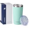imageSUNWILL Travel Coffee Mug with Lid 20 oz Tumbler Set of 2 Insulated Stainless Steel Cup for Water Tea Powder Coated Sakura ampamp MintPowder Coated Mint