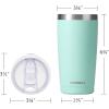 imageSUNWILL Travel Coffee Mug with Lid 20 oz Tumbler Set of 2 Insulated Stainless Steel Cup for Water Tea Powder Coated Sakura ampamp MintPowder Coated Mint
