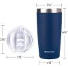 imageSUNWILL Travel Coffee Mug with Lid 20 oz Tumbler Set of 2 Insulated Stainless Steel Cup for Water Tea Powder Coated Sakura ampamp MintPowder Coated Navy Blue