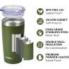 imageSUNWILL Travel Coffee Mug with Lid 20 oz Tumbler Set of 2 Insulated Stainless Steel Cup for Water Tea Powder Coated Sakura ampamp MintPowder Coated Olive
