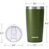 imageSUNWILL Travel Coffee Mug with Lid 20 oz Tumbler Set of 2 Insulated Stainless Steel Cup for Water Tea Powder Coated Sakura ampamp MintPowder Coated Olive