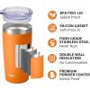 imageSUNWILL Travel Coffee Mug with Lid 20 oz Tumbler Set of 2 Insulated Stainless Steel Cup for Water Tea Powder Coated Sakura ampamp MintPowder Coated Orange