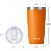 imageSUNWILL Travel Coffee Mug with Lid 20 oz Tumbler Set of 2 Insulated Stainless Steel Cup for Water Tea Powder Coated Sakura ampamp MintPowder Coated Orange