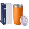 imageSUNWILL Travel Coffee Mug with Lid 20 oz Tumbler Set of 2 Insulated Stainless Steel Cup for Water Tea Powder Coated Sakura ampamp MintPowder Coated Orange