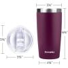 imageSUNWILL Travel Coffee Mug with Lid 20 oz Tumbler Set of 2 Insulated Stainless Steel Cup for Water Tea Powder Coated Sakura ampamp MintPowder Coated Plum