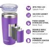 imageSUNWILL Travel Coffee Mug with Lid 20 oz Tumbler Set of 2 Insulated Stainless Steel Cup for Water Tea Powder Coated Sakura ampamp MintPowder Coated Purple