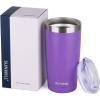 imageSUNWILL Travel Coffee Mug with Lid 20 oz Tumbler Set of 2 Insulated Stainless Steel Cup for Water Tea Powder Coated Sakura ampamp MintPowder Coated Purple