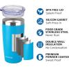 imageSUNWILL Travel Coffee Mug with Lid 20 oz Tumbler Set of 2 Insulated Stainless Steel Cup for Water Tea Powder Coated Sakura ampamp MintPowder Coated Royal Blue