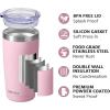 imageSUNWILL Travel Coffee Mug with Lid 20 oz Tumbler Set of 2 Insulated Stainless Steel Cup for Water Tea Powder Coated Sakura ampamp MintPowder Coated Sakura