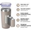 imageSUNWILL Travel Coffee Mug with Lid 20 oz Tumbler Set of 2 Insulated Stainless Steel Cup for Water Tea Powder Coated Sakura ampamp MintPowder Coated Taupe