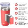 imageSUNWILL Travel Coffee Mug with Lid 20 oz Tumbler Set of 2 Insulated Stainless Steel Cup for Water Tea Powder Coated Sakura ampamp MintPowder Coated Teal  Coral