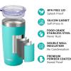 imageSUNWILL Travel Coffee Mug with Lid 20 oz Tumbler Set of 2 Insulated Stainless Steel Cup for Water Tea Powder Coated Sakura ampamp MintPowder Coated Teal