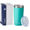imageSUNWILL Travel Coffee Mug with Lid 20 oz Tumbler Set of 2 Insulated Stainless Steel Cup for Water Tea Powder Coated Sakura ampamp MintPowder Coated Teal