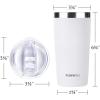 imageSUNWILL Travel Coffee Mug with Lid 20 oz Tumbler Set of 2 Insulated Stainless Steel Cup for Water Tea Powder Coated Sakura ampamp MintPowder Coated White