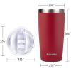 imageSUNWILL Travel Coffee Mug with Lid 20 oz Tumbler Set of 2 Insulated Stainless Steel Cup for Water Tea Powder Coated Sakura ampamp MintPowder Coated Wine