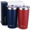 imageSUNWILL Travel Coffee Mug with Lid 20 oz Tumbler Set of 2 Insulated Stainless Steel Cup for Water Tea Powder Coated Sakura ampamp MintPowder Coated Wine  Navy