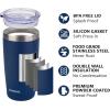 imageSUNWILL Travel Coffee Mug with Lid 20 oz Tumbler Set of 2 Insulated Stainless Steel Cup for Water Tea Powder Coated Sakura ampamp MintPowder Coated Wine  Navy