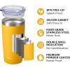 imageSUNWILL Travel Coffee Mug with Lid 20 oz Tumbler Set of 2 Insulated Stainless Steel Cup for Water Tea Powder Coated Sakura ampamp MintPowder Coated Yellow