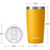 imageSUNWILL Travel Coffee Mug with Lid 20 oz Tumbler Set of 2 Insulated Stainless Steel Cup for Water Tea Powder Coated Sakura ampamp MintPowder Coated Yellow