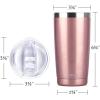 imageSUNWILL Travel Coffee Mug with Lid 20 oz Tumbler Set of 2 Insulated Stainless Steel Cup for Water Tea Powder Coated Sakura ampamp MintRose Gold  Cool Grey