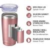 imageSUNWILL Travel Coffee Mug with Lid 20 oz Tumbler Set of 2 Insulated Stainless Steel Cup for Water Tea Powder Coated Sakura ampamp MintRose Gold