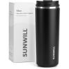 imageSUNWILL Travel Coffee Mug with Lid Leak Proof Tumbler Stainless Steel 16 oz Insulated Cup for Water Tea Ice Powder Coated IcebergPowder Coated Black