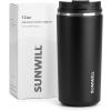 imageSUNWILL Travel Coffee Mug with Lid Leak Proof Tumbler Stainless Steel 16 oz Insulated Cup for Water Tea Ice Powder Coated IcebergPowder Coated Black