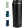 imageSUNWILL Travel Coffee Mug with Lid Leak Proof Tumbler Stainless Steel 16 oz Insulated Cup for Water Tea Ice Powder Coated IcebergPowder Coated Black