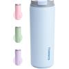 imageSUNWILL Travel Coffee Mug with Lid Leak Proof Tumbler Stainless Steel 16 oz Insulated Cup for Water Tea Ice Powder Coated IcebergPowder Coated Iceberg