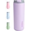 imageSUNWILL Travel Coffee Mug with Lid Leak Proof Tumbler Stainless Steel 16 oz Insulated Cup for Water Tea Ice Powder Coated IcebergPowder Coated Lavender
