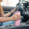 imageSUNWILL Travel Coffee Mug with Lid Leak Proof Tumbler Stainless Steel 16 oz Insulated Cup for Water Tea Ice Powder Coated IcebergPowder Coated Light Pink