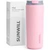 imageSUNWILL Travel Coffee Mug with Lid Leak Proof Tumbler Stainless Steel 16 oz Insulated Cup for Water Tea Ice Powder Coated IcebergPowder Coated Light Pink