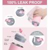 imageSUNWILL Travel Coffee Mug with Lid Leak Proof Tumbler Stainless Steel 16 oz Insulated Cup for Water Tea Ice Powder Coated IcebergPowder Coated Light Pink
