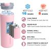 imageSUNWILL Travel Coffee Mug with Lid Leak Proof Tumbler Stainless Steel 16 oz Insulated Cup for Water Tea Ice Powder Coated IcebergPowder Coated Light Pink