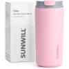 imageSUNWILL Travel Coffee Mug with Lid Leak Proof Tumbler Stainless Steel 16 oz Insulated Cup for Water Tea Ice Powder Coated IcebergPowder Coated Light Pink