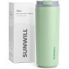 imageSUNWILL Travel Coffee Mug with Lid Leak Proof Tumbler Stainless Steel 16 oz Insulated Cup for Water Tea Ice Powder Coated IcebergPowder Coated Matcha