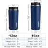imageSUNWILL Travel Coffee Mug with Lid Leak Proof Tumbler Stainless Steel 16 oz Insulated Cup for Water Tea Ice Powder Coated IcebergPowder Coated Navy