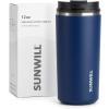 imageSUNWILL Travel Coffee Mug with Lid Leak Proof Tumbler Stainless Steel 16 oz Insulated Cup for Water Tea Ice Powder Coated IcebergPowder Coated Navy